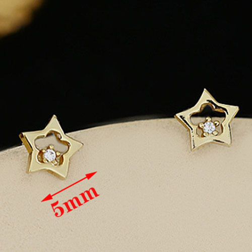 Copper Heart Letter Leaf Zircon Studs Earrings For Women Girls Geometric Rhombus Five-pointed Star Bowknot Small Ear Studs