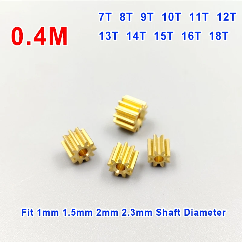 1PCS Metal Pinion Gear Brass 7T 8T 9T 10T 11T 12T 13T 14T 16T 18T Teeth 0.4M For 1mm 1.5mm 2mm Shaft Size Motors