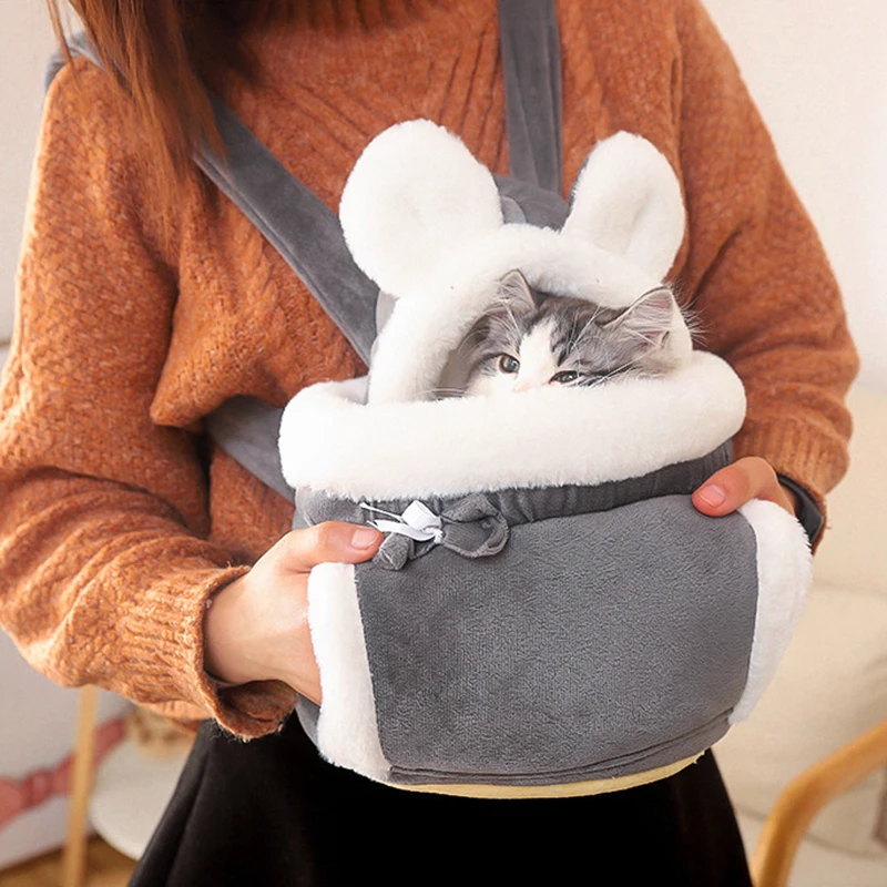 Small Cat bag Teddy English Short Chest Tote Bag Dog Cat Warm Tote Bag Pet Shoulder Portable Backpack Cashmere Winter