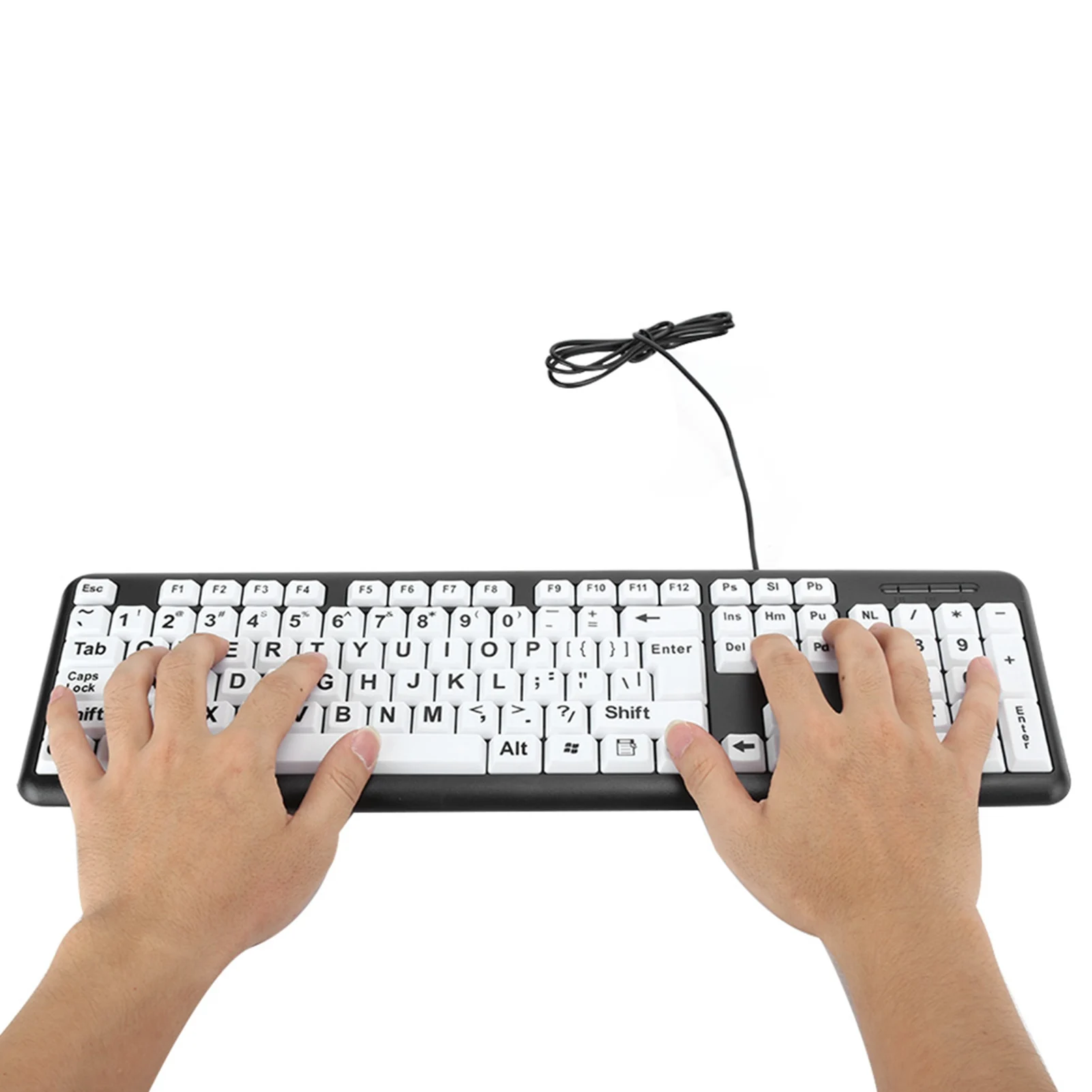 Clavier D'ordinateur à Grande Impression, Clavier Filaire USB Standard à 104 Touches Pour Personnes âgées, Clavier à Impression De Lettres Surdimensionnées, Pour Ordinateur De Bureau, Ordinateur Porta