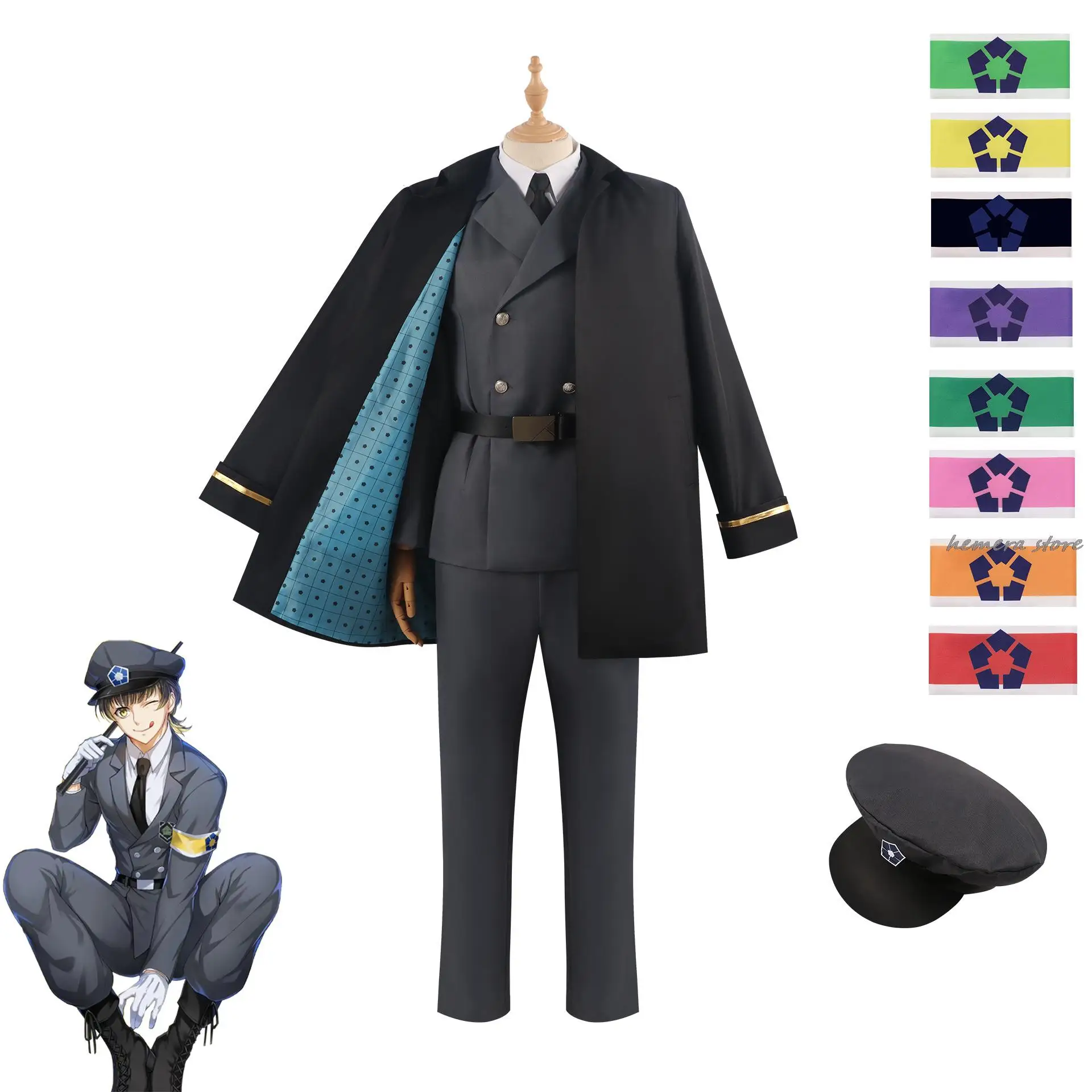 

Anime Blue Lock Exhibition Guards Kunigami Rin Itoshi Read Me Chi Ling Reo Barou Isagi Cosplay Police Costume Uni Form Wig