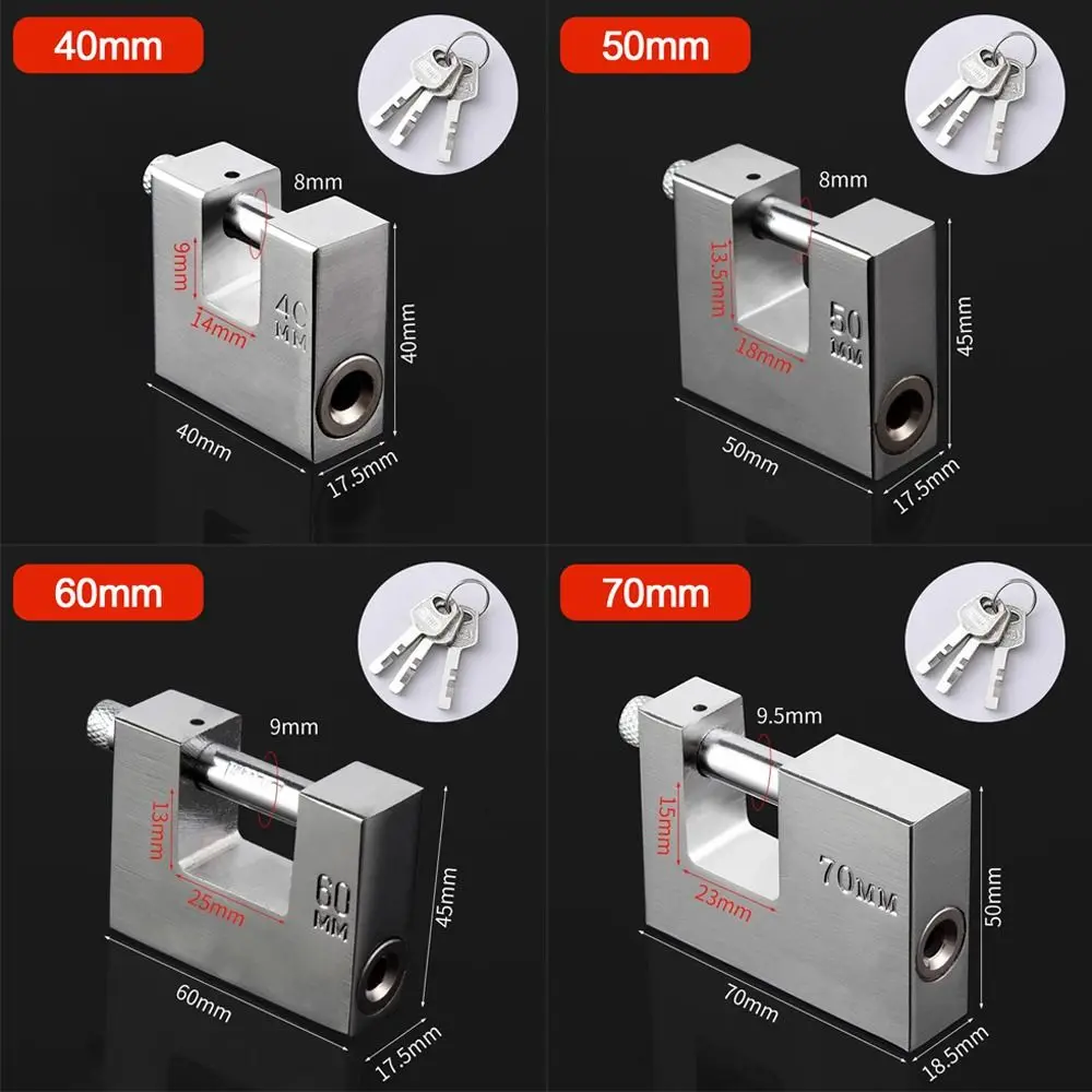 Useful Stainless Steel Anti-theft Lock With Keys Durable Heavy Duty Padlocks Anti-cut Long Shackle Lockpick Set Gate Locks