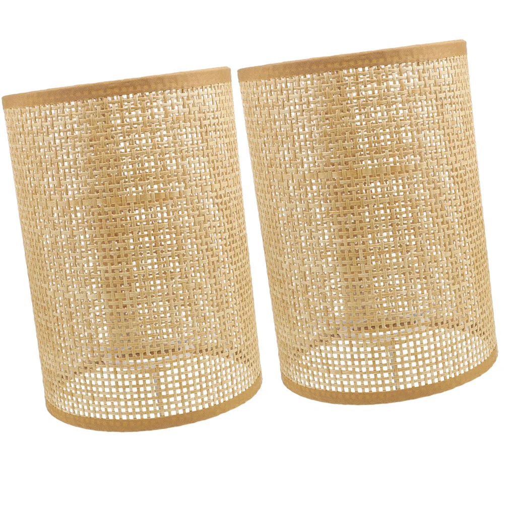 

2 Pcs Lamp Shade Rattan Shades for Table Lamps Rustic Chandelier Lampshade Replacement Unique Metal Country