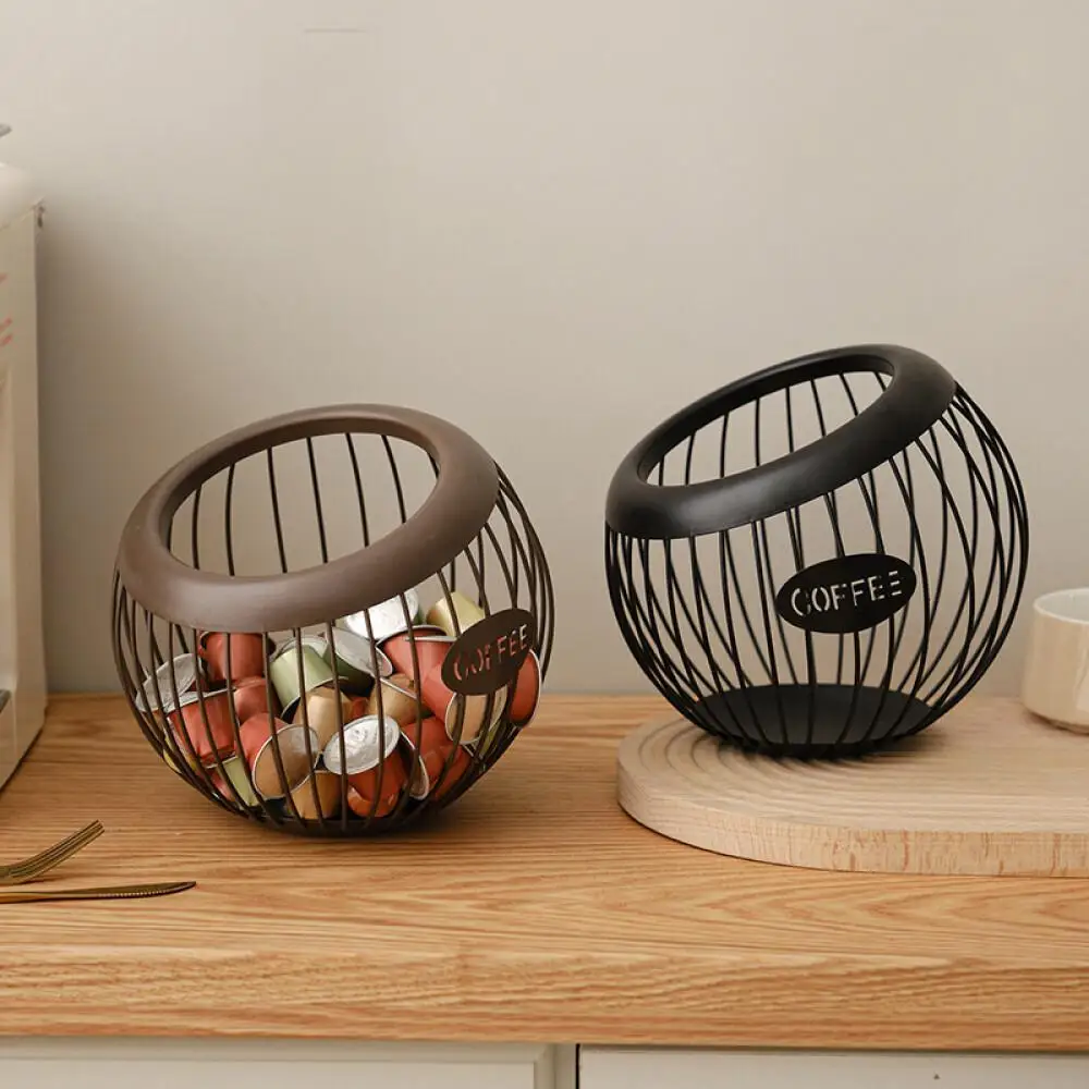 Creative Fruit Basket Iron Coffee Capsule Organizer Blue Snack Dried Fruit Storage Diagonal Basket Household Goods