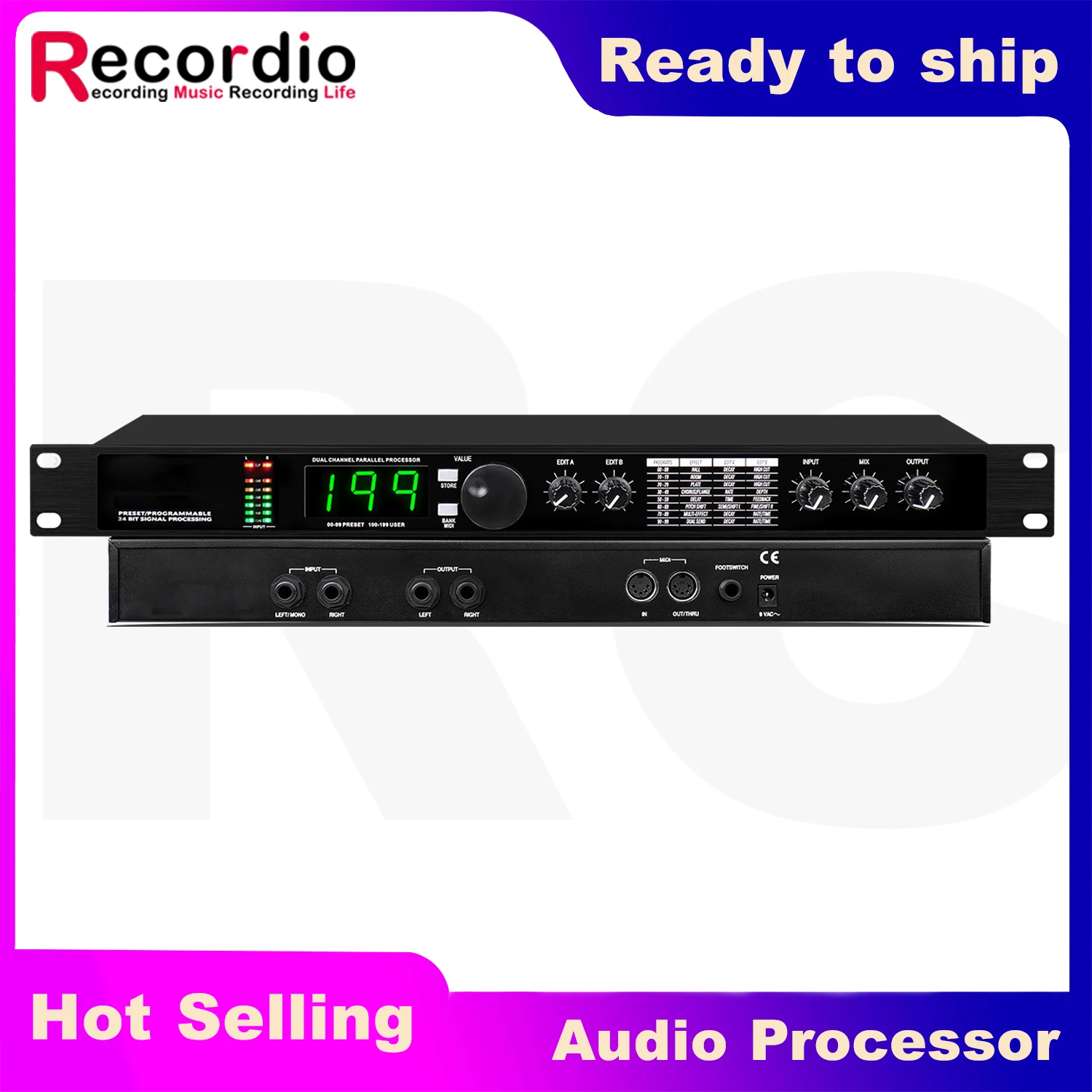 Gax-4Ii Professional Digital Reverb E Processore Dsp Multieffetto Processore Audio Equalizzatore Microfono Vocale