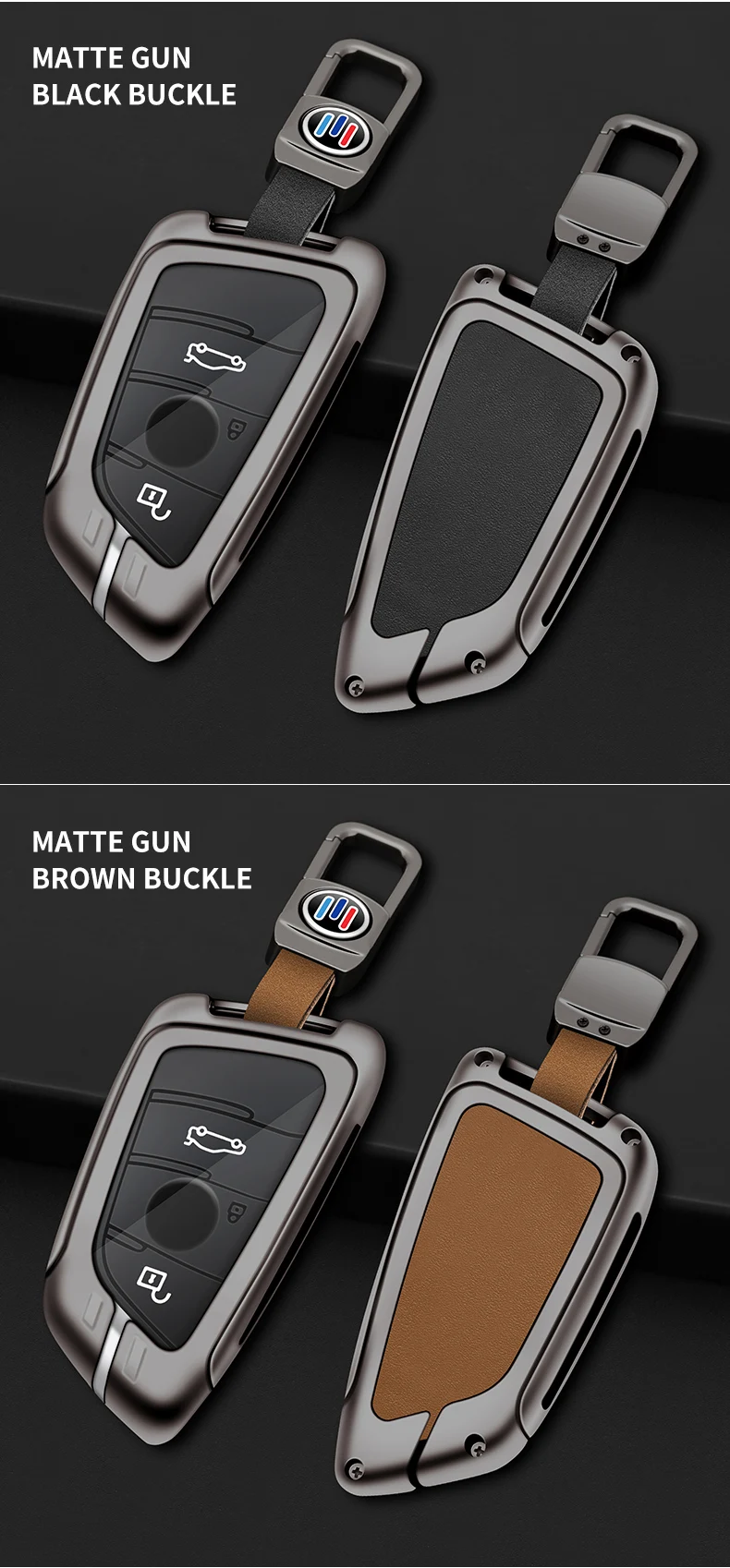 Metallo Chiave Dell'automobile di Cuoio Della Copertura Della Cassa Borsette Fob Per BMW 1 3 5 7 X1 X3 X5 X6 X7 Serie G20 G30 G01 G02 G05 F15 F16 G07 G32 Accessori - Sdead57d73865421c8b04c6b3f3f698817