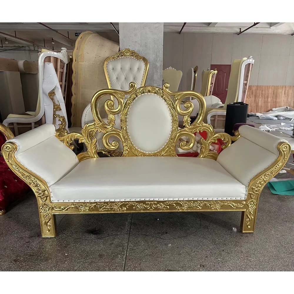 Luxury Wedding Gold Throne Chair Hot Recommend New Design Seat Sofa luxury gold new style wedding two seat throne sofa king chair set for sales