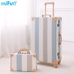 MiFuny Vintage Rolling Luggage Retro Carry on Luggage with Wheels Mini Travel Suitcase Boarding Jewelry Cosmetic Makeup Suitcase