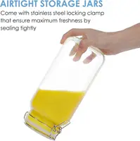 Glass Food Storage Jars with Airtight Clamp Lids Square Mason Jars  Kitchen Canisters for Flour Cereal Coffee Food Storage Jar 2