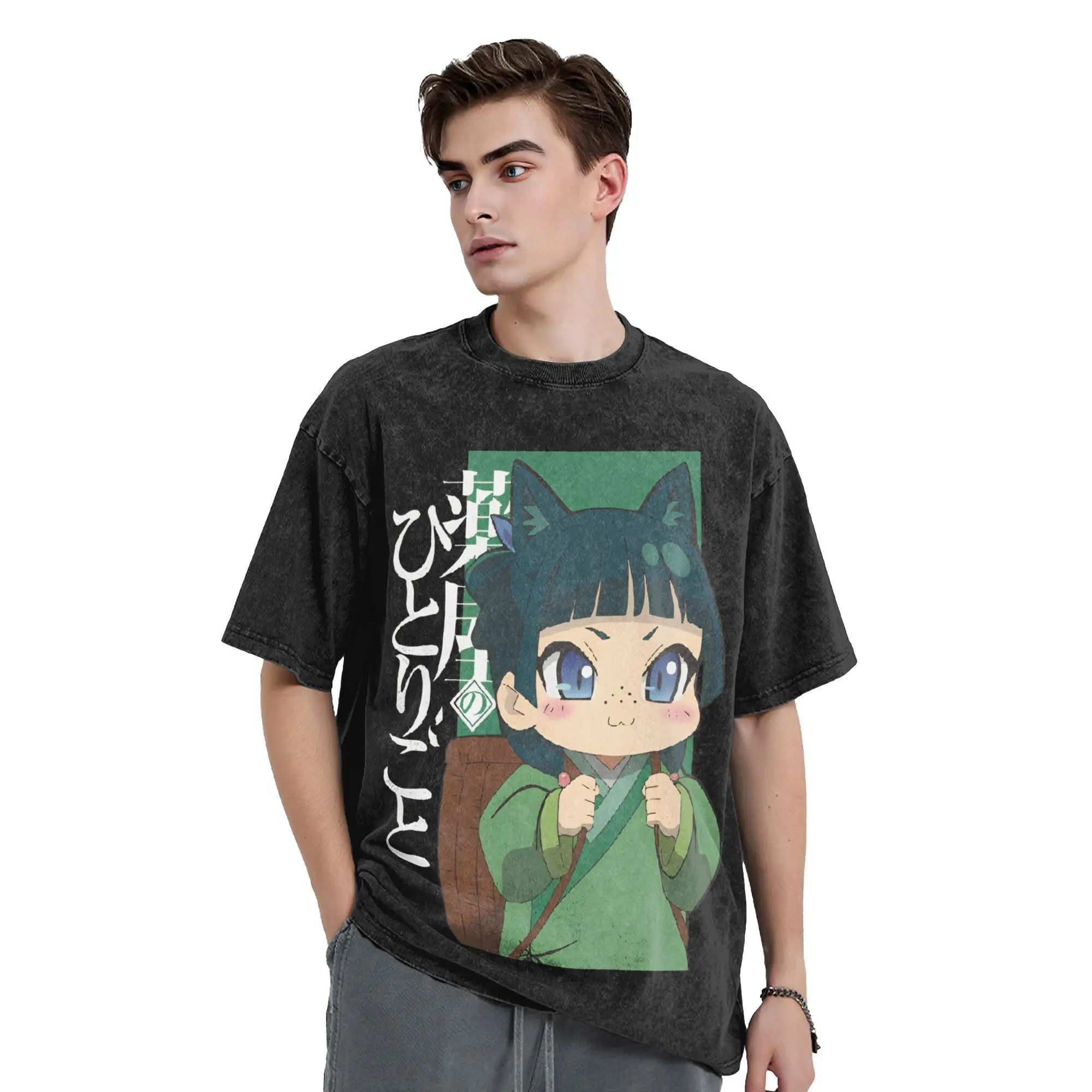 Cartoon Maomao the Apothecary Diaries T-Shirt, niedliche Anime-Grafik-T-Shirts, gewaschene Kurzarm-T-Shirts für Herren- und Damenbekleidung – Detail 4