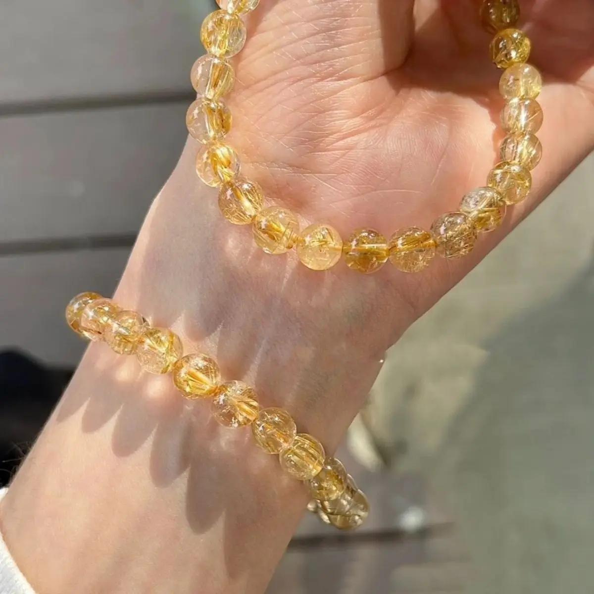 

UMQ 2024 Original New Natural Crystal Gold Rutilated Quartz Bracelet Rutile Bracelet Couple Lucky Beads Gift