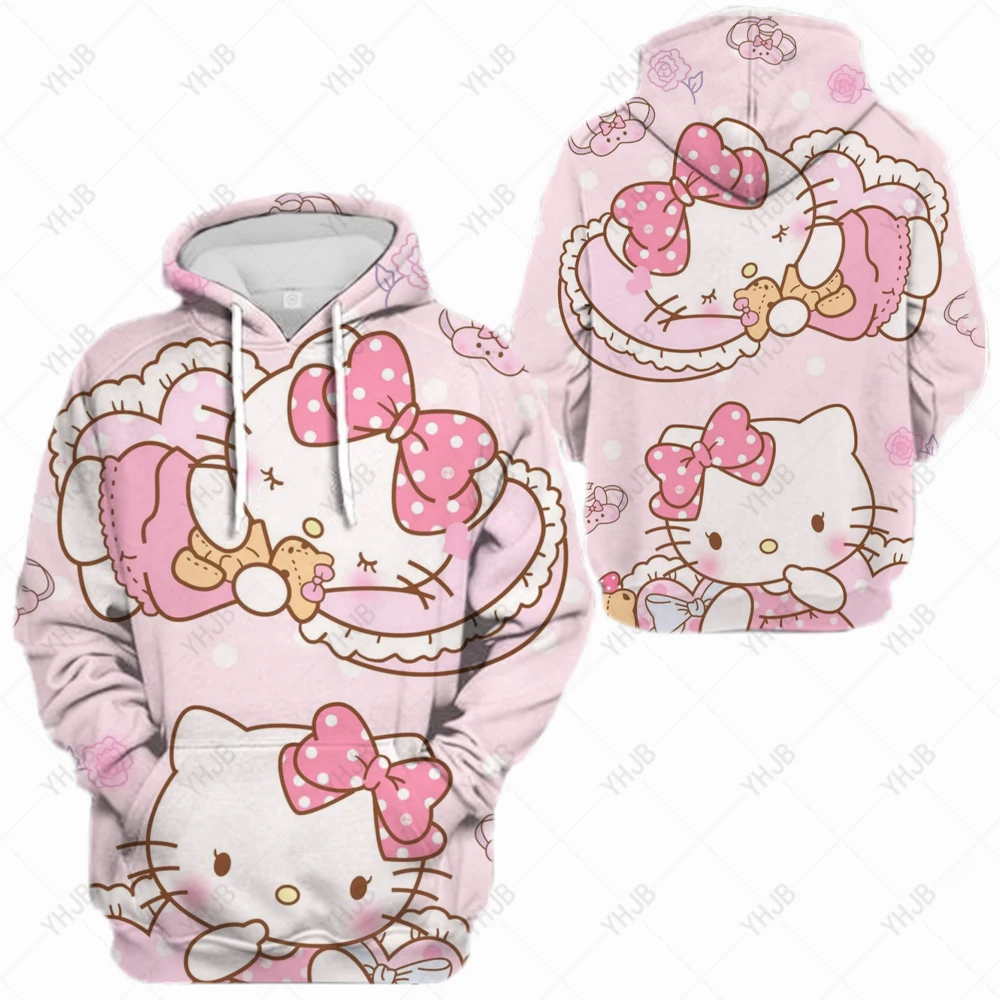 

Fashion Hello Kitty Print Sweatshirt Female Trend Streetwear Autumn Long Sleeve O Neck Pullover Hoodie Women Loose Casual Top