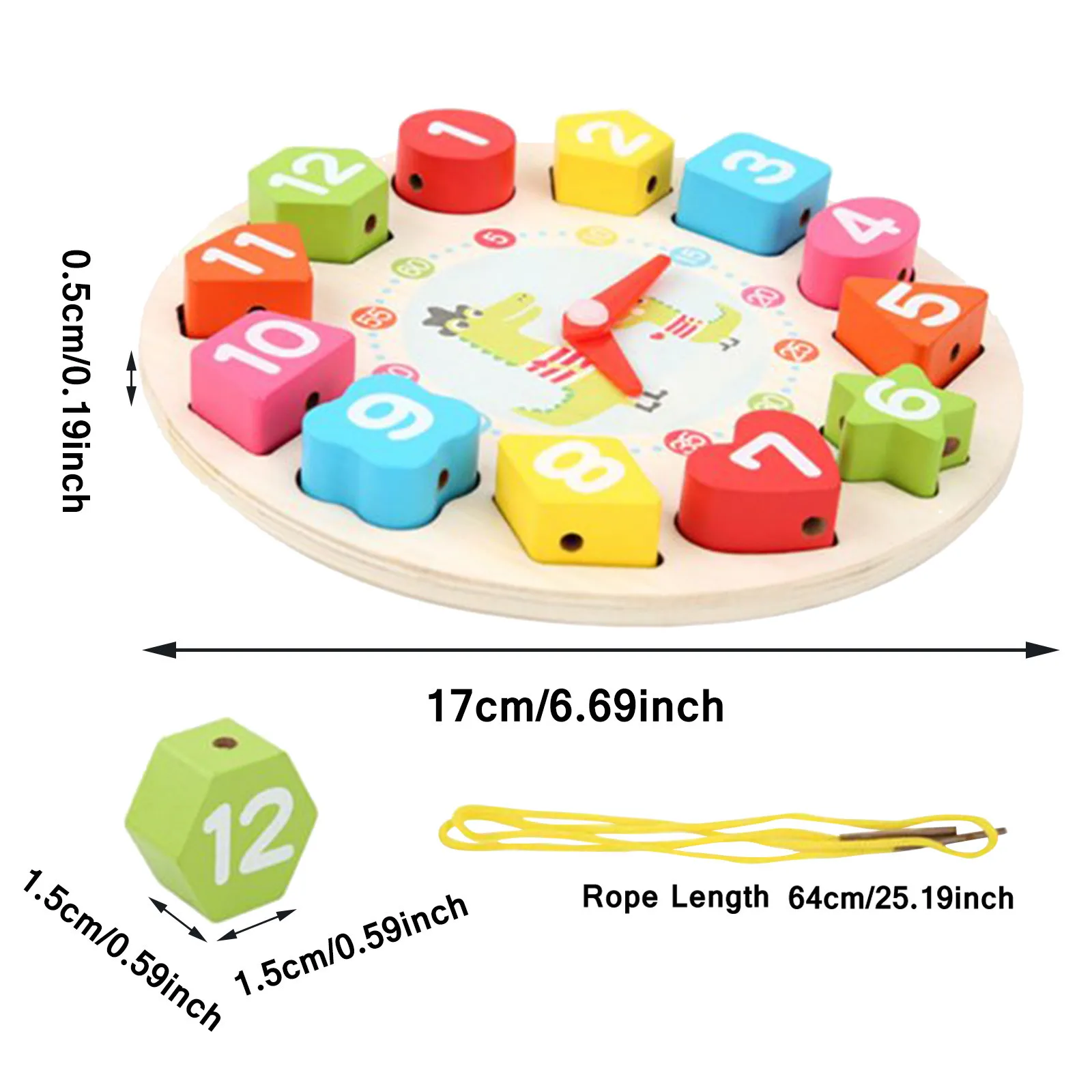 Boys Age 12 Preschool Shape Sorting Clock Wooden Early Education Teaching Learning Clock Early Building for Boys Age 12-14