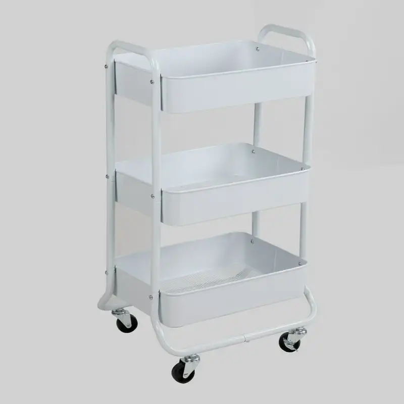 

Tier Metal Utility Cart Arctic White, Easy Rolling, Powder Coating, Metal Structure Spatula silicone Restaurant accessories Jue