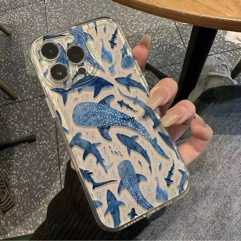 Ocean Shark & Whale Print Phone Case