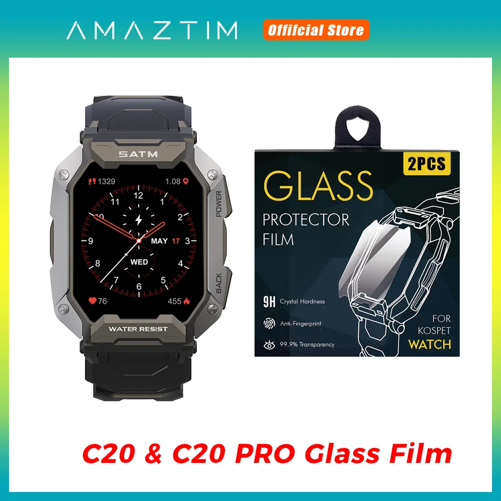 

Glass Protective Film for AMAZTIM C20 PRO Smartwatch Screen Protectors Tempered Glass Film for Smart Watch Men Screen Protector