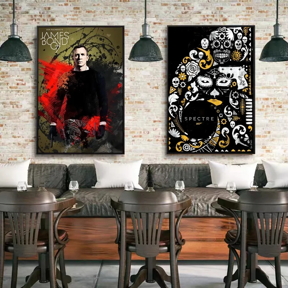 Hot 007 Classic Movie Anime Posters Sticky Fancy Wall Sticker for Living Room Bar Decoration Room Wall Decor