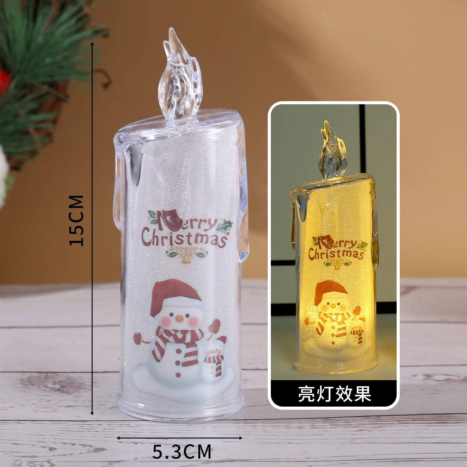 Weihnachts-LED-Kristallkerzenlicht, elektronische flammenlose Nachtlampe, batteriebetriebene Tischdekoration, festliche Weihnachtsdekoration_voghion.com