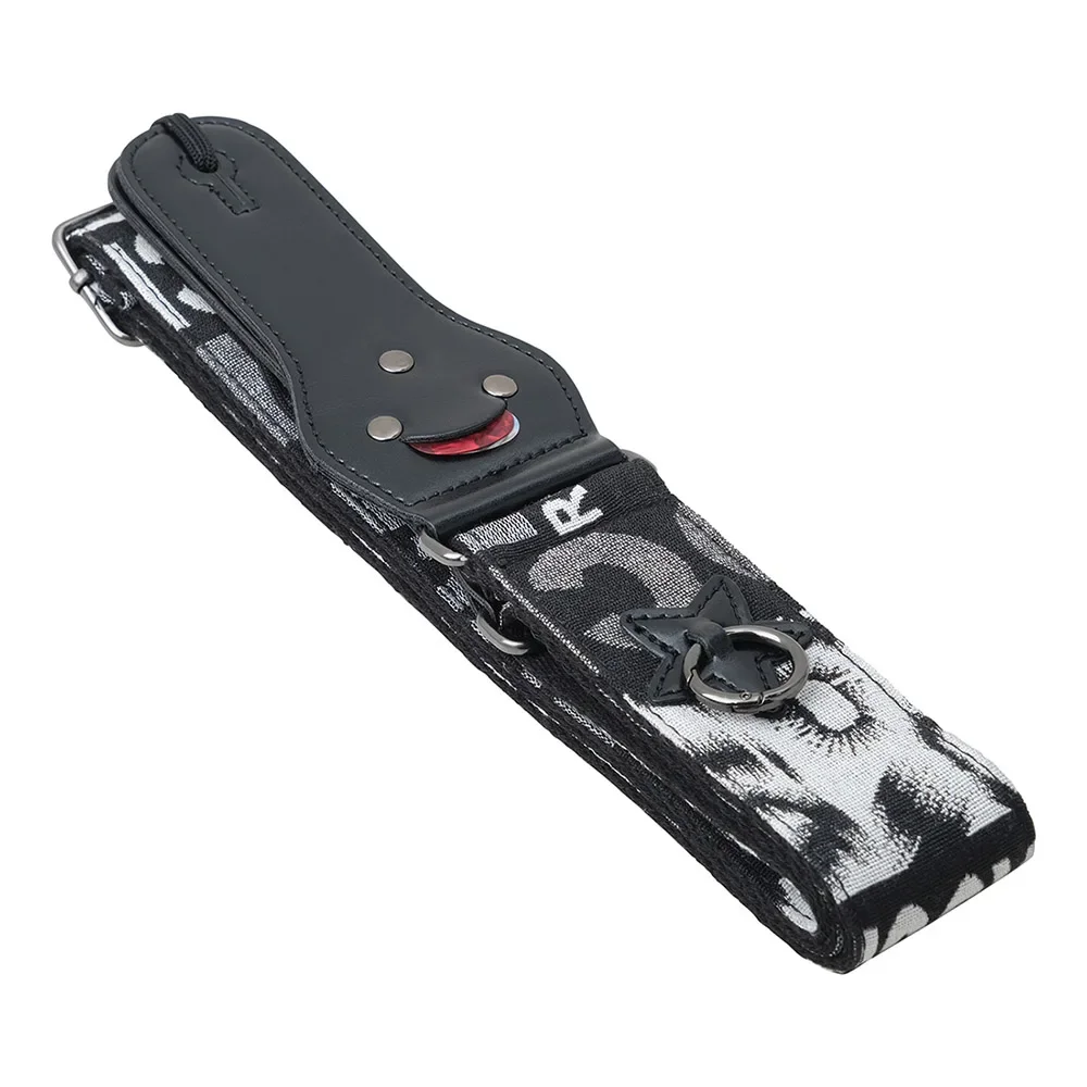 Embroidered Electric Guitar Strap with Plectrum Holder - String Instrument Accessory