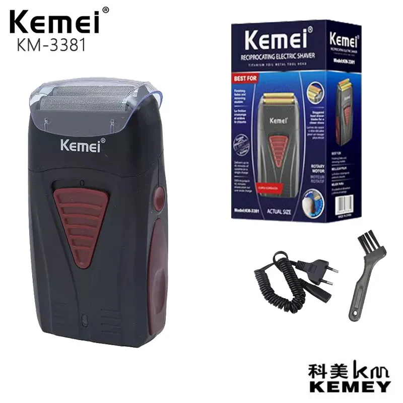 

Kemei KM-3381 Rechargeable Cordless Shaver for Men Twin Blade Neuk Machine Voor Mannen тример Vgr Trimmer for Men Barbeador