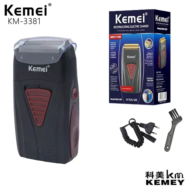 

Перезаряжаемая Беспроводная Бритва Kemei для мужчин, двойное лезвие, машинка для бритья для мужчин, триммер для мужчин