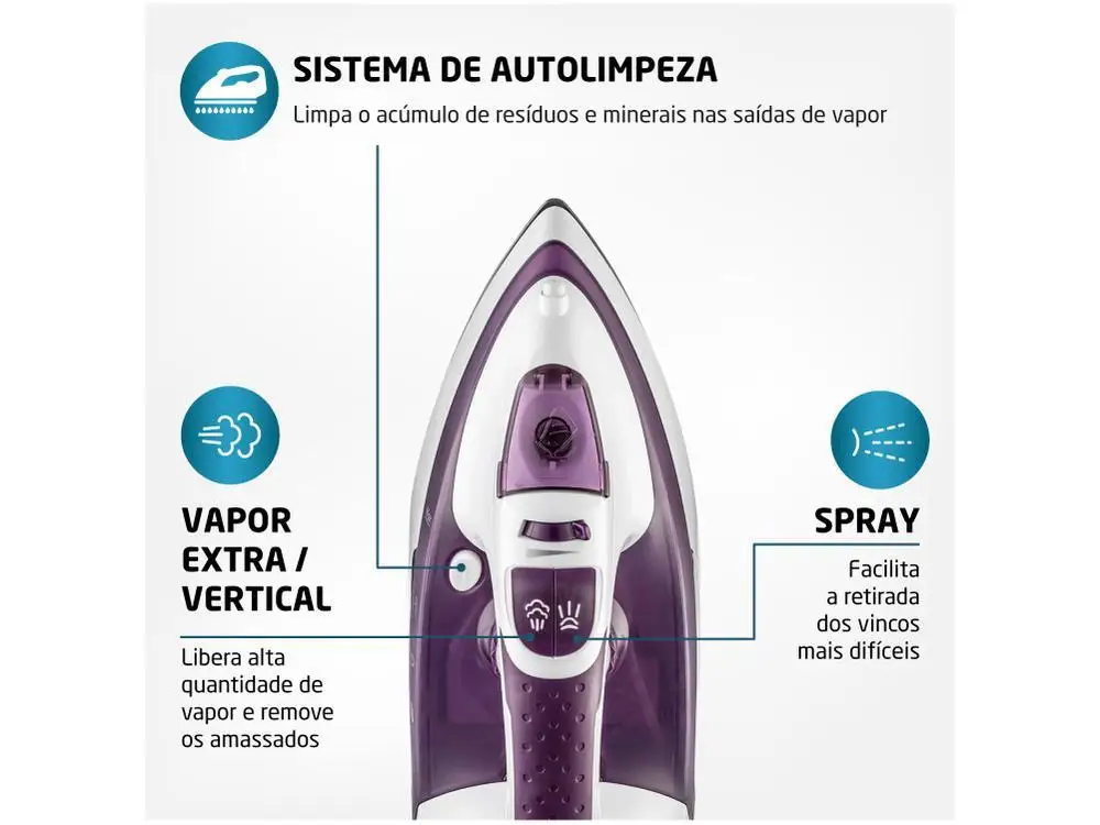 Ferro de Passar Roupa a Vapor e a Seco Mondial - 220V 3