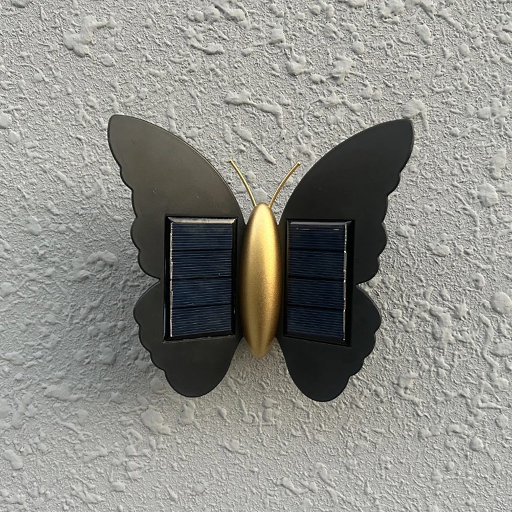 Butterfly Solar Wall Light Solar Powered Wall Light Motion Sensor Outside Yard Lamp IP65 Waterproof Auto On/Off for Fence Patio