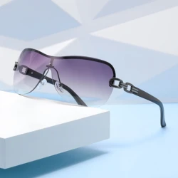 Vintage Unisex Oversized Wrap - Around Sunglasses (Grey)