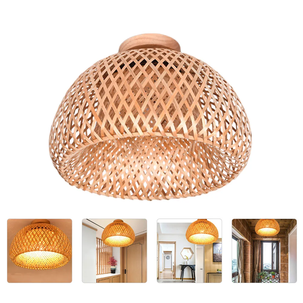 

Retro Bamboo Woven Ceiling Lamp Cover Woven Lampshade Lamp Decor Accessory (without bulb)