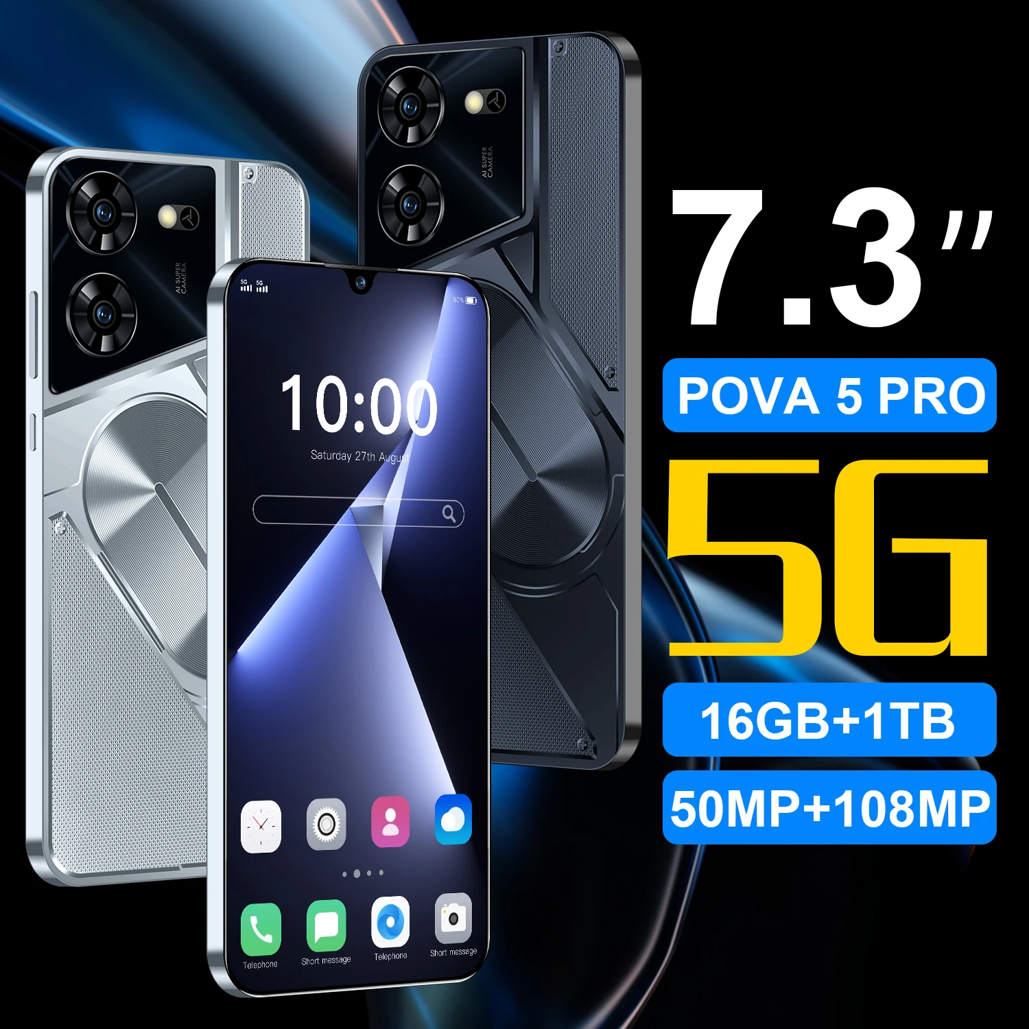 글로벌 버전  포바 5 프로 스마트폰, 디멘시티 9300, 16G, 1TB, 6800mAh, 50MP, 108MP, 4G, 5G, 안드로이드 14 휴대폰