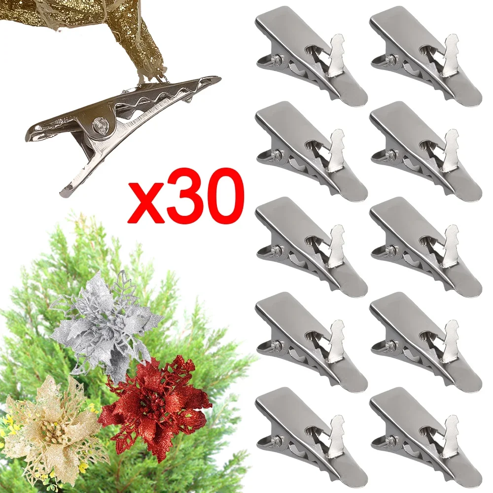 48 Pezzi Di Decorazioni Natalizie, Fiori Artificiali Di Natale Glitterati Con Clip Decorazioni Per L Albero Di Natale Pendenti Con Fiori Di Natale 98975158