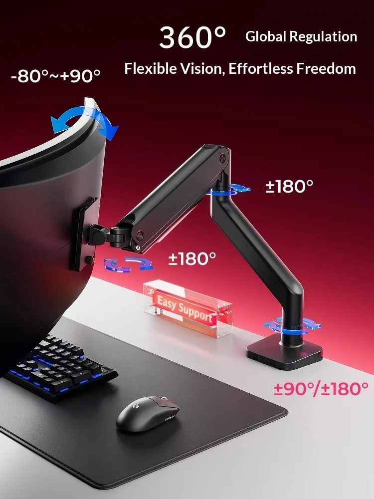 Brateck E560 디스플레이 브래킷 가스 스프링 코어 360도 구역 조정 컴퓨터 디스플레이 화면 브래킷 조정 가능한 견고성