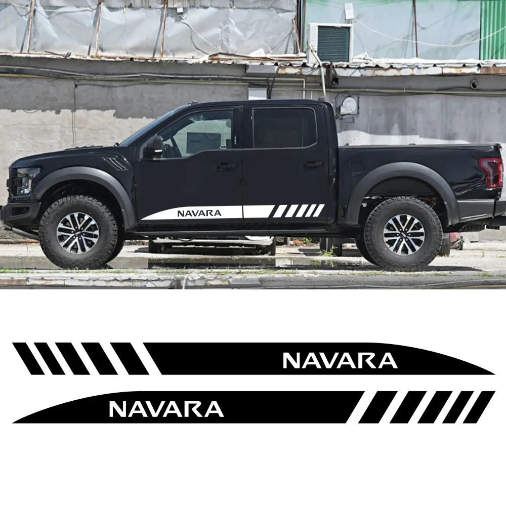 

2PCS Car Door Side Stickers For Nissan NAVARA D40 NP300 N22 D22 D23 Auto Accessories DIY Stripes Decoration Vinyl Film Decals