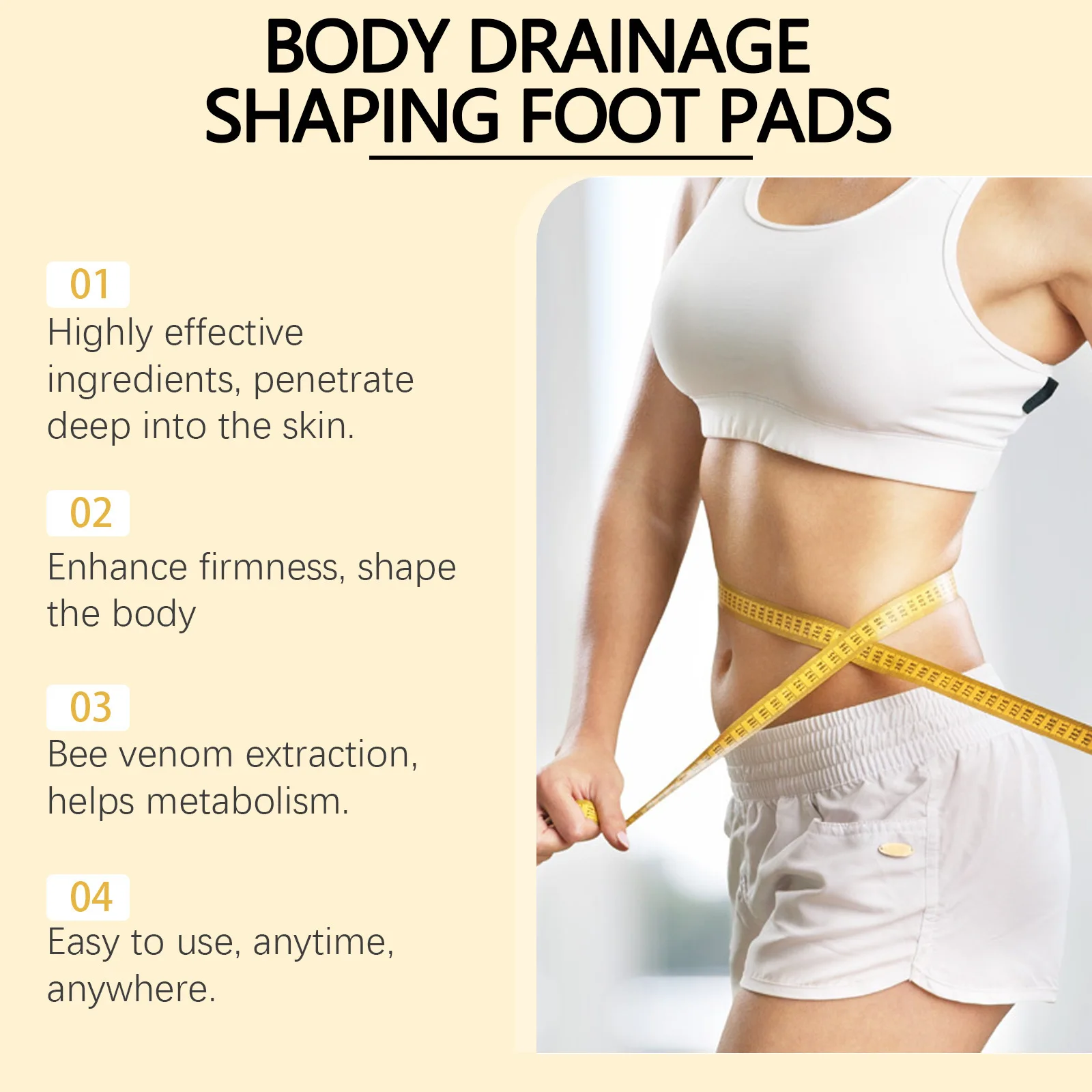 Natural Herbal Foot Pads Foot Pads Bee Venom Foot Patch Lymphatic Drainage Detox Anti Edema Relieve Stress Improve Sleeping Toxins Cleansing Body Shaping Foot Pads