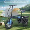 400W dual disc brake adult foldable electric bicycle with seat and basket 14 inches 48V 10.4Ah 22 mile range 20MPH 1