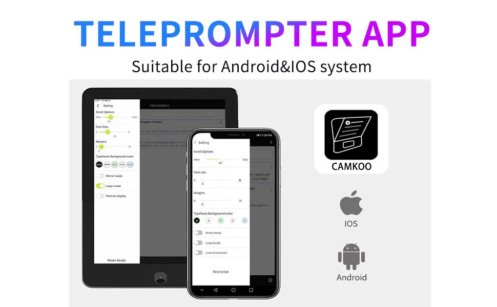 TP13A Portable 13 Inch Teleprompter Supports Under 13" DSLR Shooting Smartphone/
