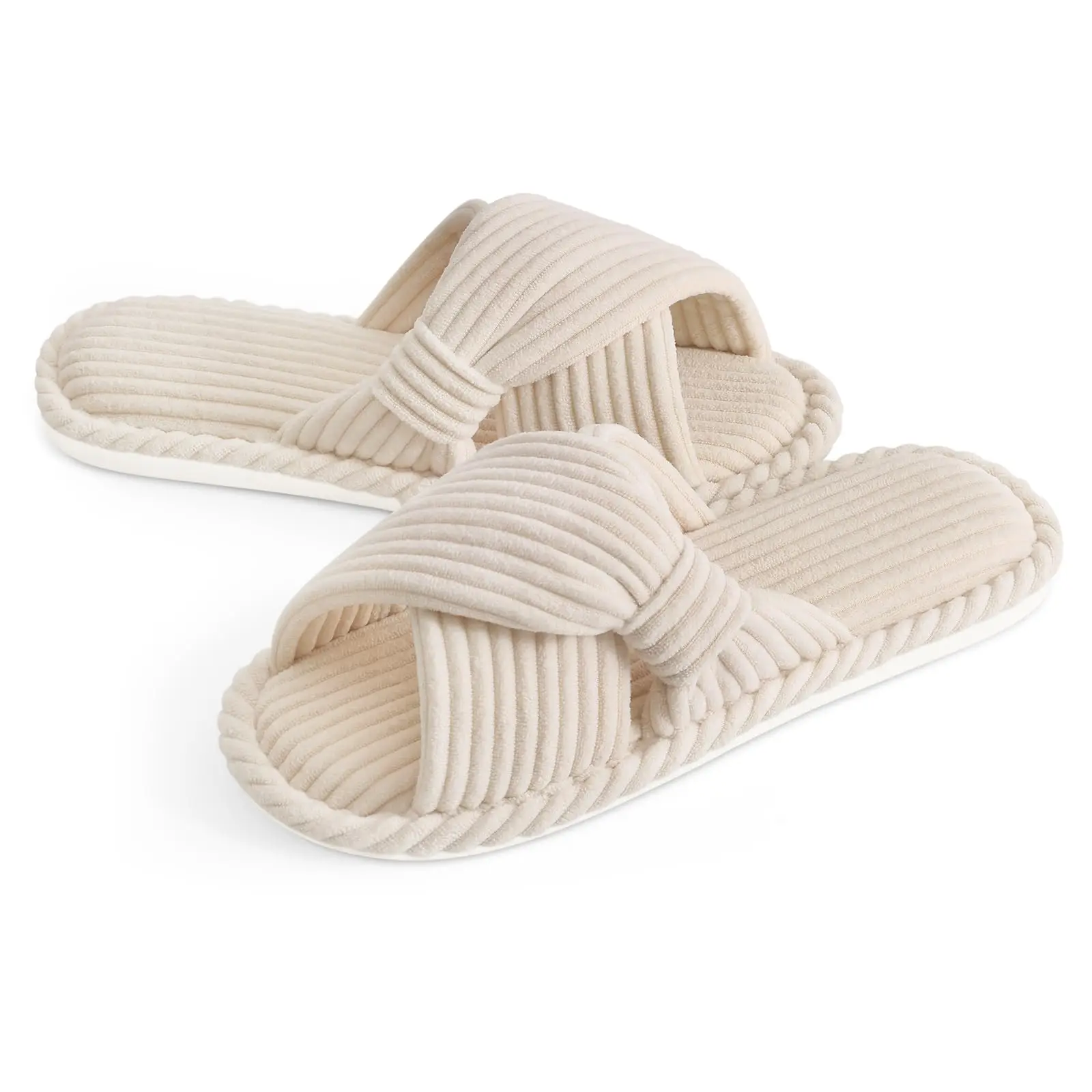Goosecret Flat Slippers Bedroom Slides Memory Foam Warm Slippers For Women Fashion Casual Soft Soft Home Shoes Open Toe Corduroy 6
