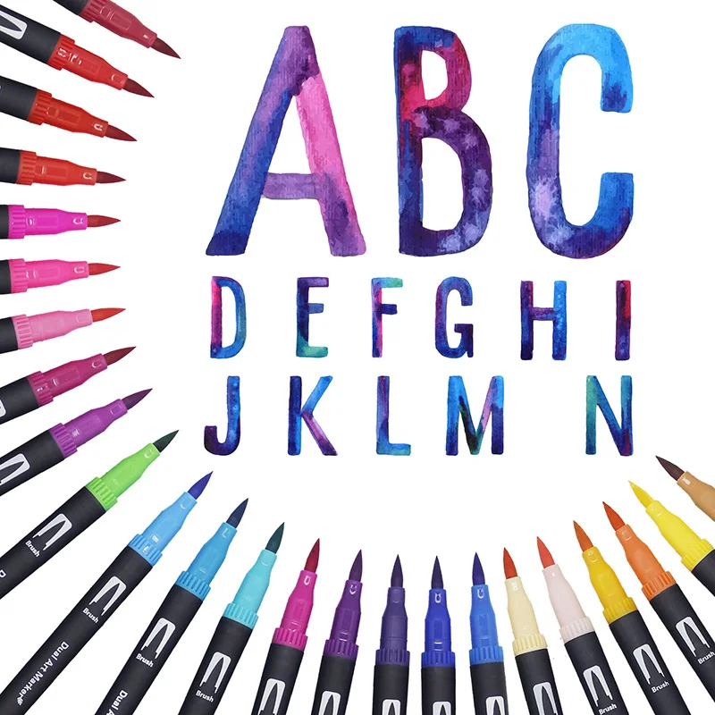24/60/100/132 Colors Brush Pen Watercolor Pens FineLiner Dual Tip Art Markers Pen For Drawing Painting Calligraphy Art Supplies permanent marker pen,white marker pens,marker pens,color marker pens,permanent markers,pen marker,paint marker pen,markers pen,marker pen,acrylic paint markers