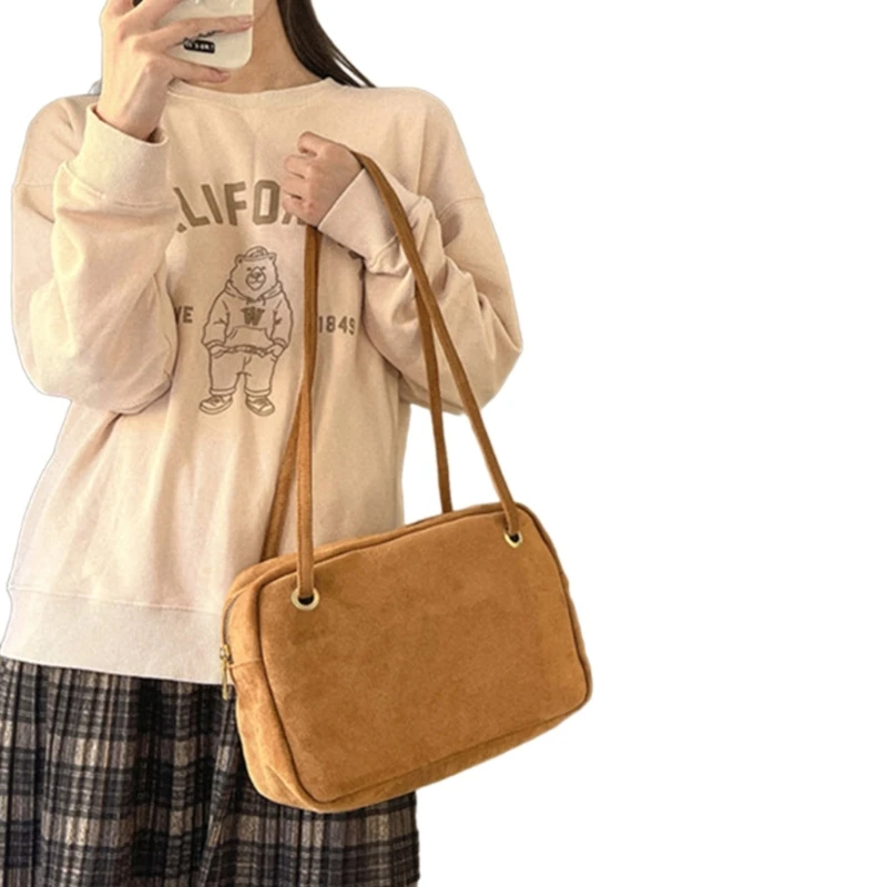 Trendy Solid Color PU Shoulder Bag Handbag Convenient Storage for Phone Wallet and Cosmetics E74B
