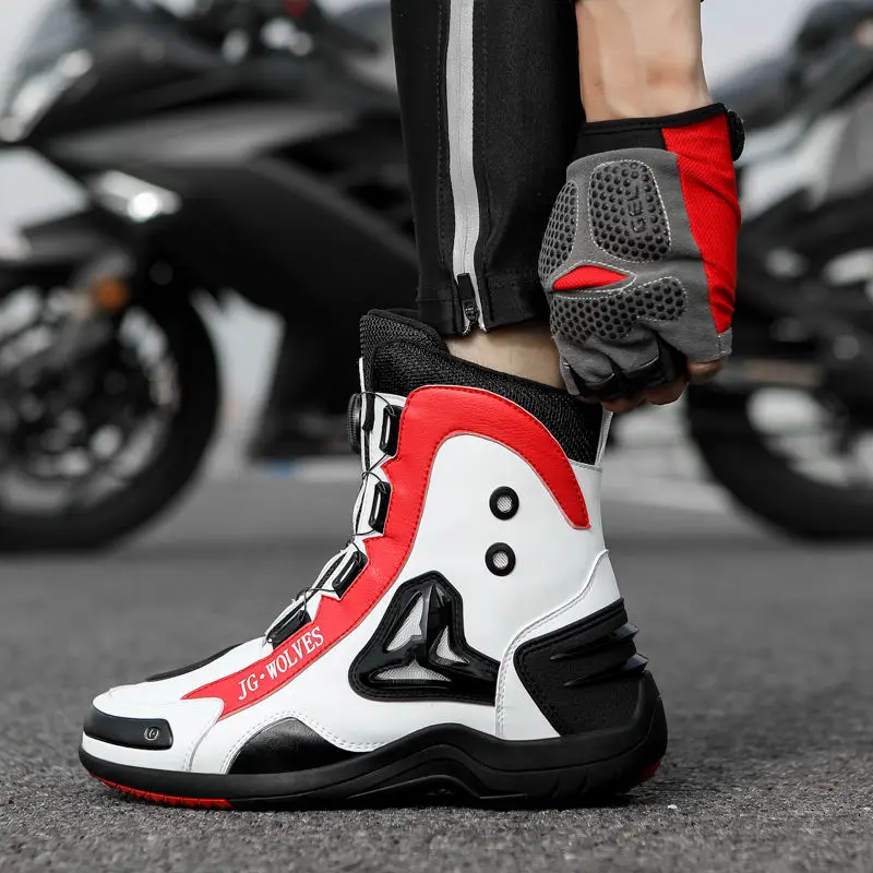 Waterproof Motorcycle Boots Men's Mid-Calf Motorcycle Protective Boots Rubber-Soled Off-Road Shoes Shoes