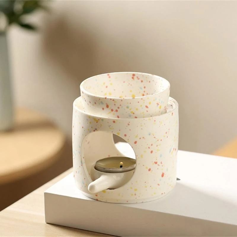 Bunte Dot -Keramiköl -Wärmer -Brenner mit Teelichtlöffel Aromen Diffusor B03E – Detail 10