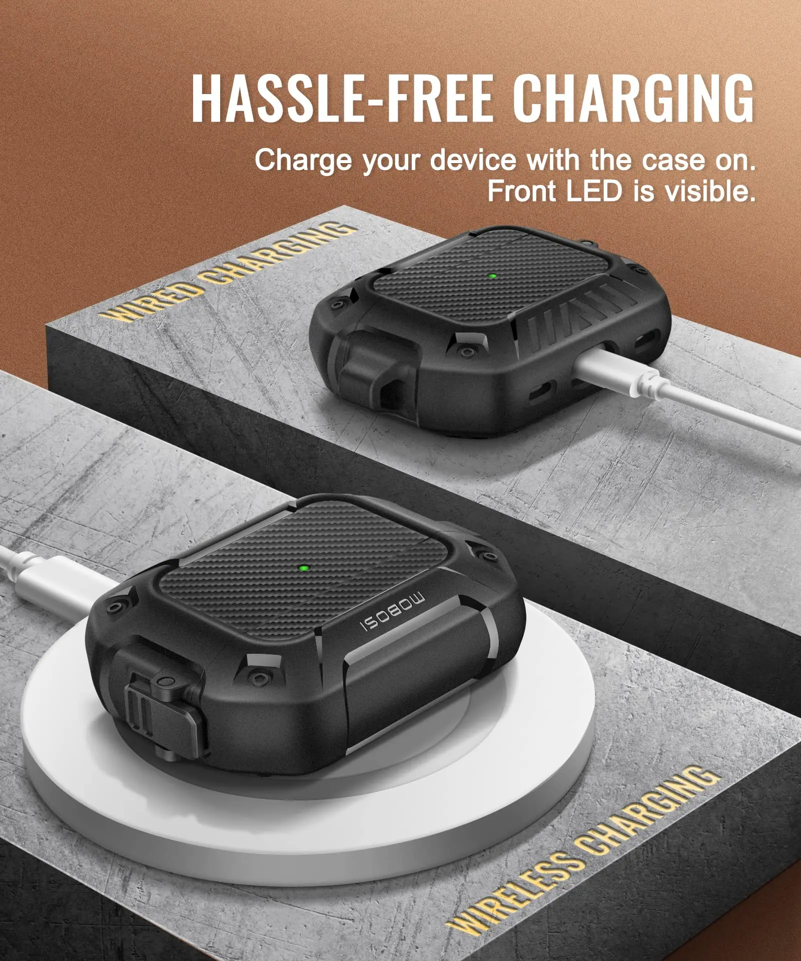 MOBOSI Shockproof Protective Case with Lock, Keychain & Cleaner Kit