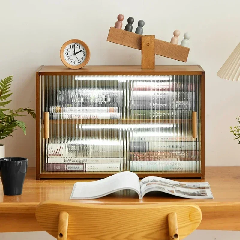 Living Room Bamboo Tea Cabinet Multi-functional Storage Changhong Glass Shelves Adjustable Kitchen Organizer Home Storage Unit 6