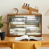 Living Room Bamboo Tea Cabinet Multi-functional Storage Changhong Glass Shelves Adjustable Kitchen Organizer Home Storage Unit 6