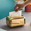Luxury Golden Tissue Boxes Storage Napkin Holder Paper Case Organizer Ornament Craft Desktop Tissue Holder Kitchen Tissue Box 1