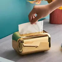 Luxury Golden Tissue Boxes Storage Napkin Holder Paper Case Organizer Ornament Craft Desktop Tissue Holder Kitchen Tissue Box 1