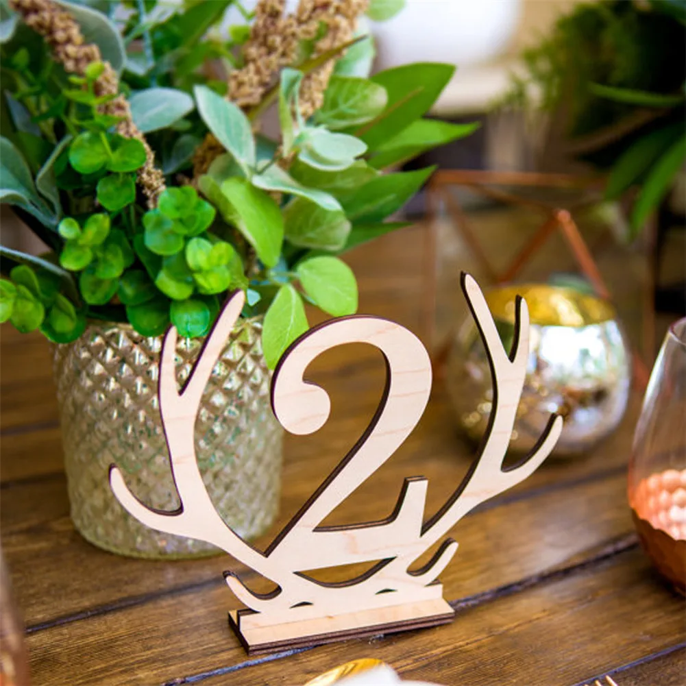 1-20 Seat Card Wooden Wedding Party Supplies Heart Shape Hollow Number Seat Place Holder Table Number