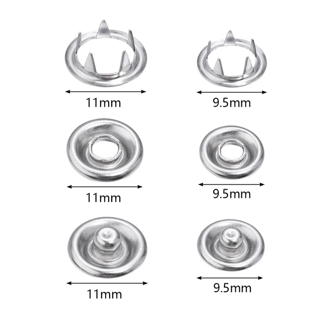 100 Sets Sew-on Snap Buttons - 10mm Metal Snap Fasteners For Clothing, Black & Silver - View #6