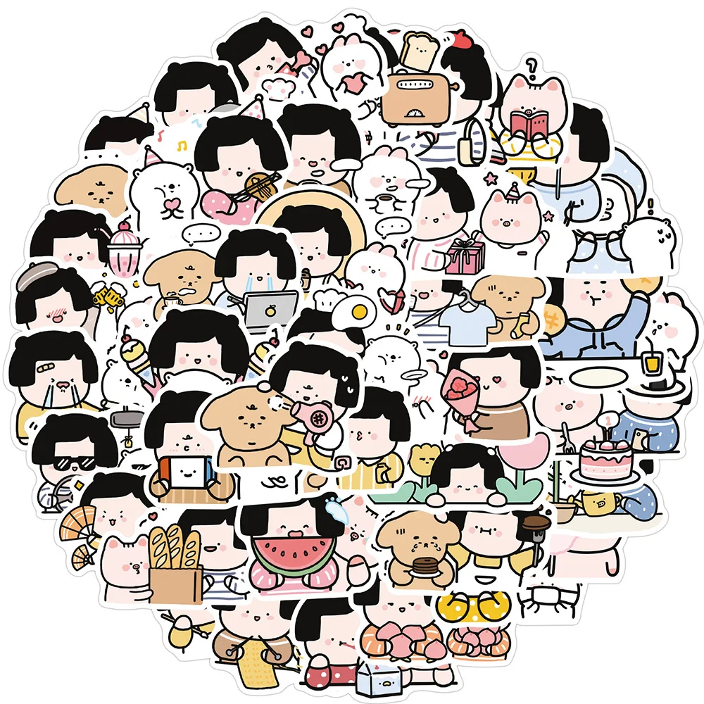 

10/30/52PCS Cartoon Girl Bear INS Stickers Decal Decoration Suitcase Scrapbooking Phone Laptop Stationery Kawaii Kid Toy Sticker