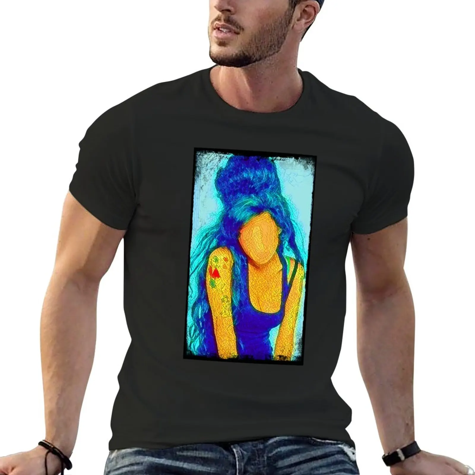 

New Amy Posing - Mosaic - Digital Art T-Shirt quick drying shirt animal print shirt for boys t shirts for men graphic